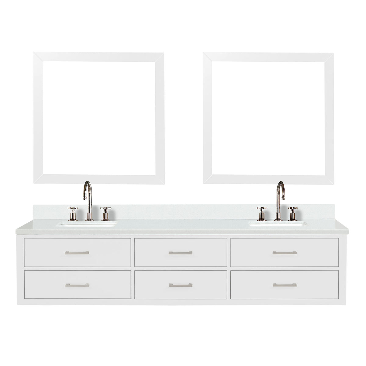 Lexora Castor 84 in. White Double Sink Bath Vanity