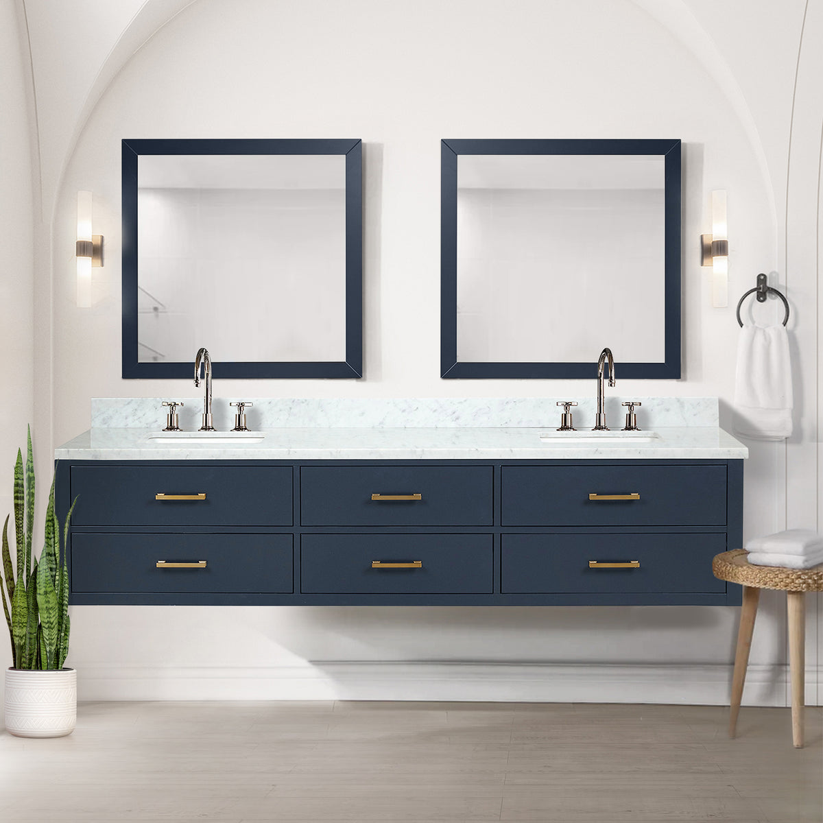 Lexora Castor 84 in. Blue Double Sink Bath Vanity