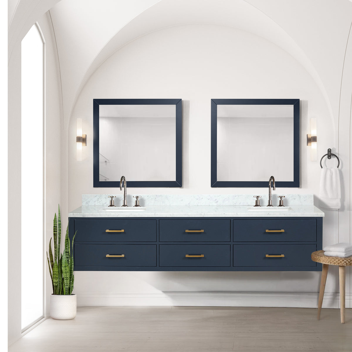 Lexora Castor 84 in. Blue Double Sink Bath Vanity