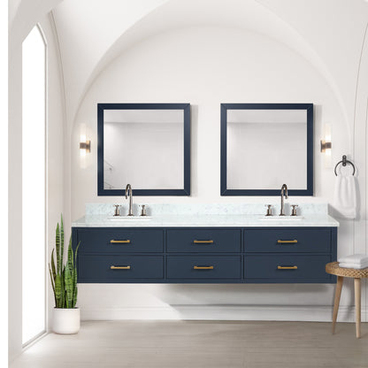 Lexora Castor 84 in. Blue Double Sink Bath Vanity