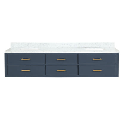 Lexora Castor 84 in. Blue Double Sink Bath Vanity