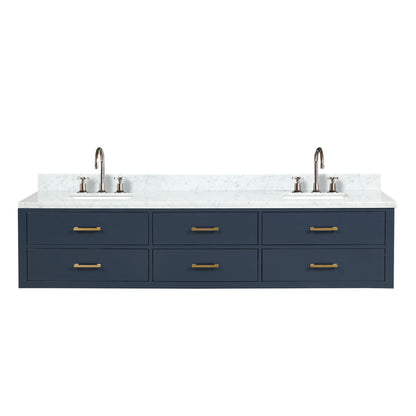 Lexora Castor 84 in. Blue Double Sink Bath Vanity