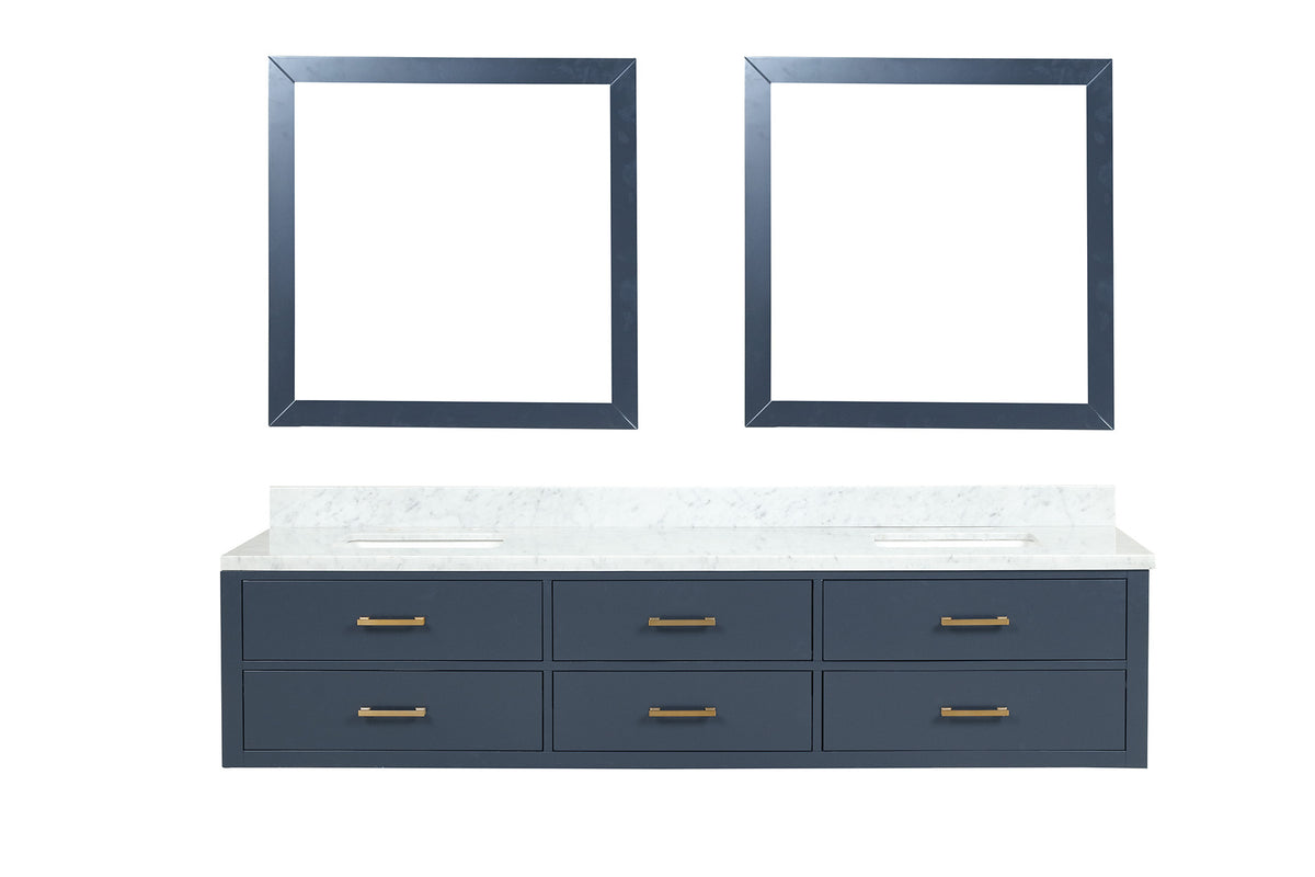 Lexora Castor 84 in. Blue Double Sink Bath Vanity