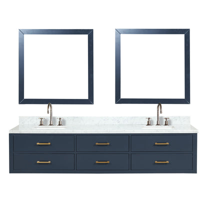 Lexora Castor 84 in. Blue Double Sink Bath Vanity
