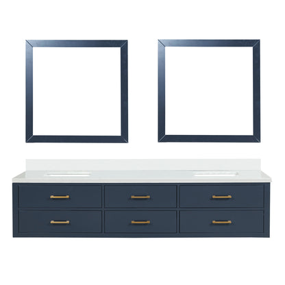 Lexora Castor 84 in. Blue Double Sink Bath Vanity