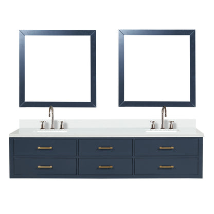 Lexora Castor 84 in. Blue Double Sink Bath Vanity