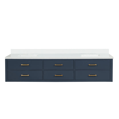 Lexora Castor 84 in. Blue Double Sink Bath Vanity