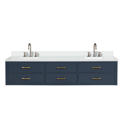 Lexora Castor 84 in. Blue Double Sink Bath Vanity