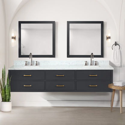 Lexora Castor 84 in. Black Double Sink Bath Vanity