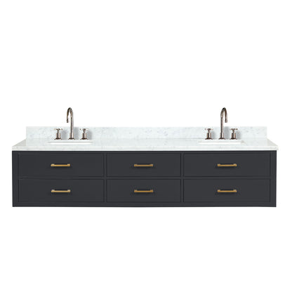 Lexora Castor 84 in. Black Double Sink Bath Vanity