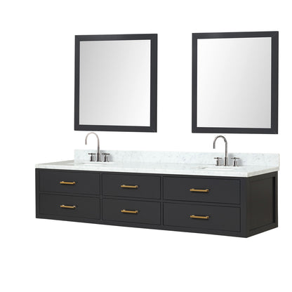 Lexora Castor 84 in. Black Double Sink Bath Vanity