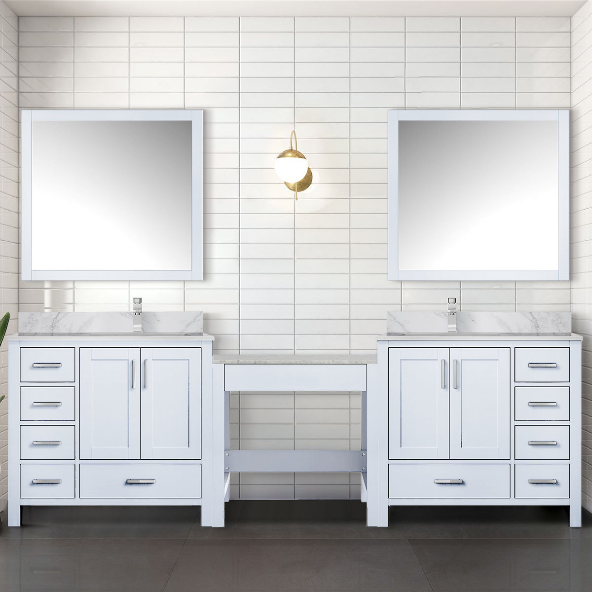 Lexora Coraline 102 in. White Double Sink Bath Vanity