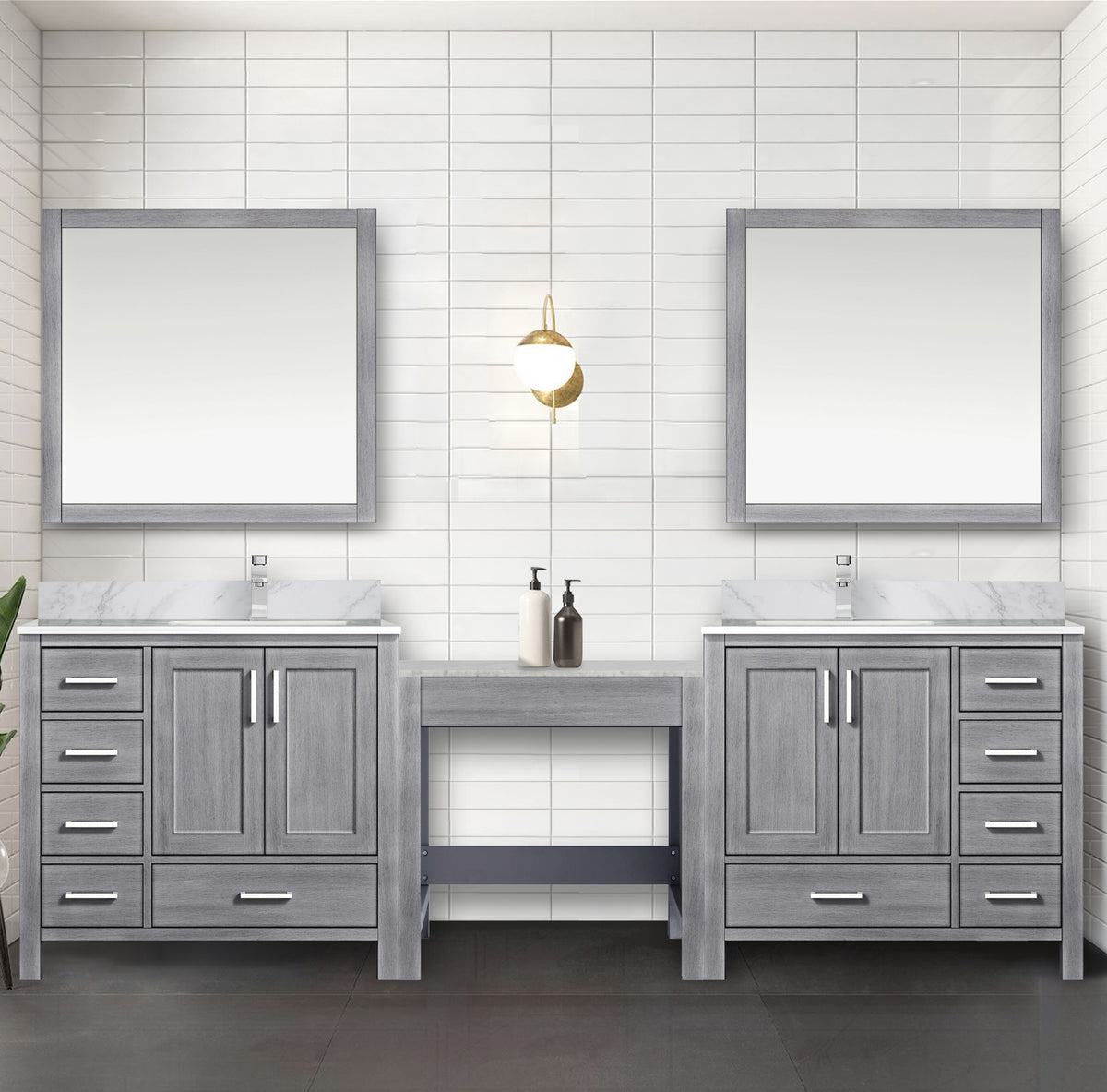 Lexora Coraline 102 in. Distressed Grey Double Sink Bath Vanity