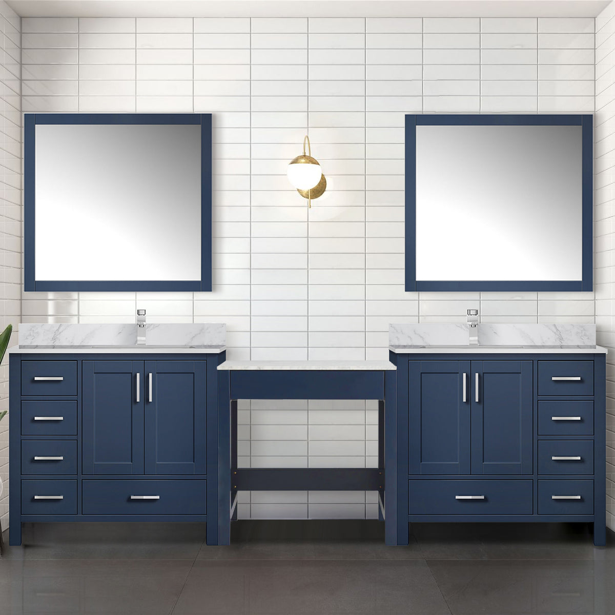 Lexora Coraline 102 in. Navy Blue Double Sink Bath Vanity