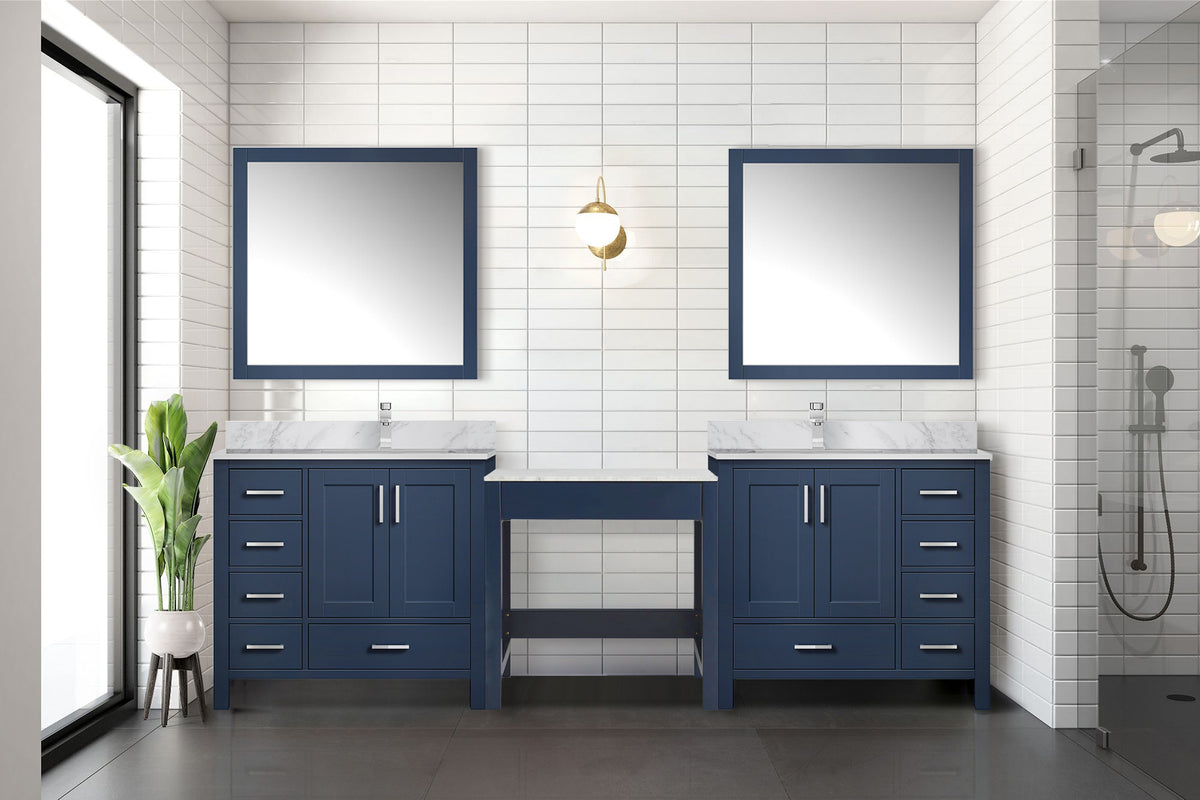 Lexora Coraline 102 in. Navy Blue Double Sink Bath Vanity
