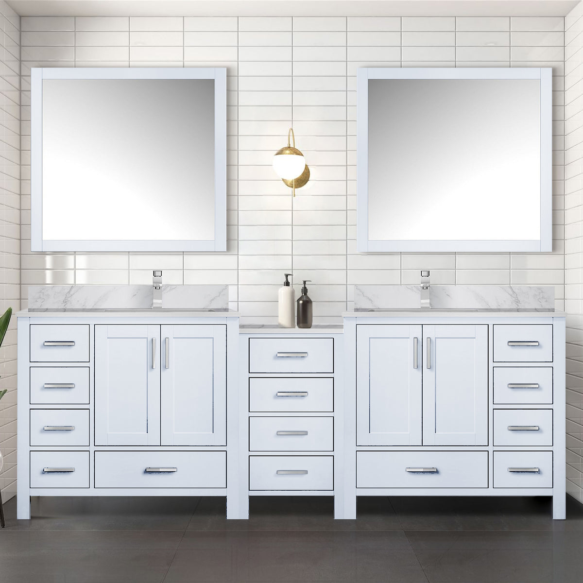 Lexora Coraline 92 in. White Double Sink Bath Vanity