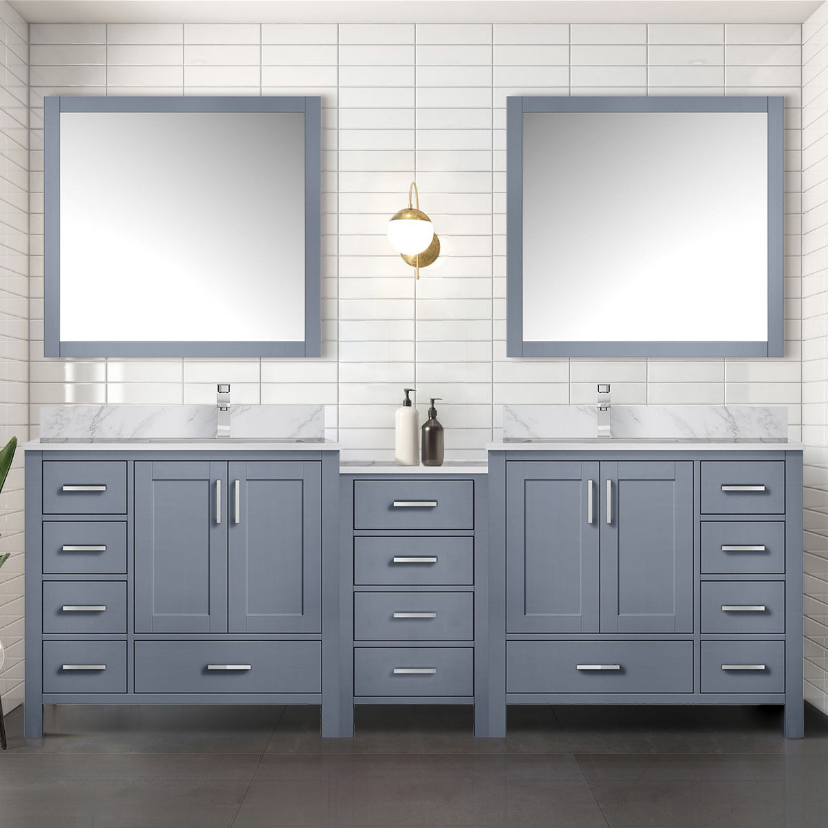 Lexora Coraline 92 in. Dark Grey Double Sink Bath Vanity