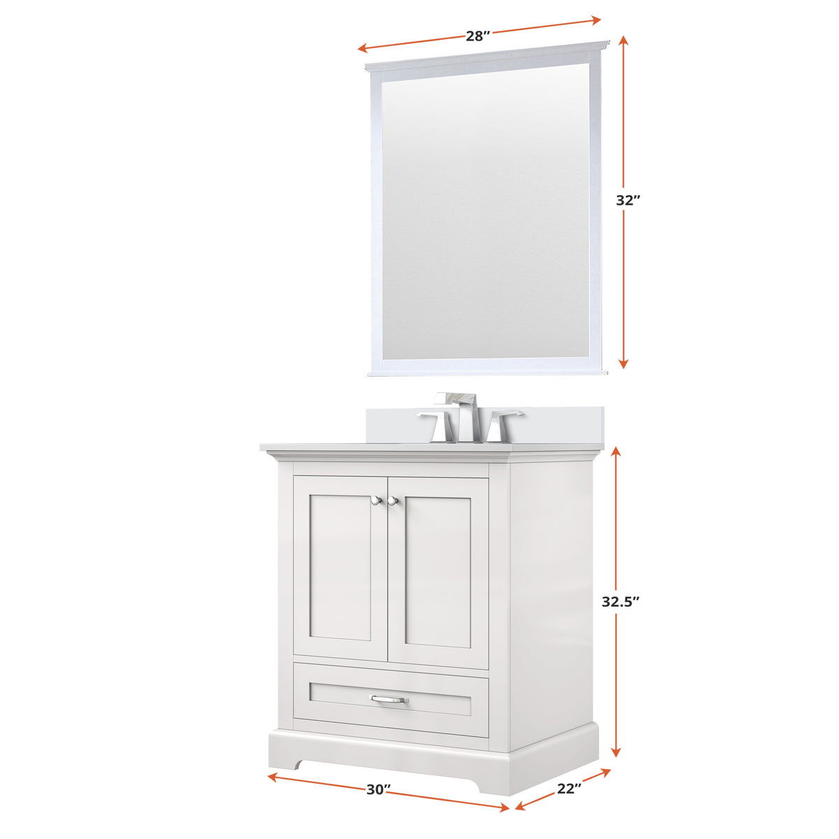 Lexora Dukes 30 in. White Single Sink Bath Vanity