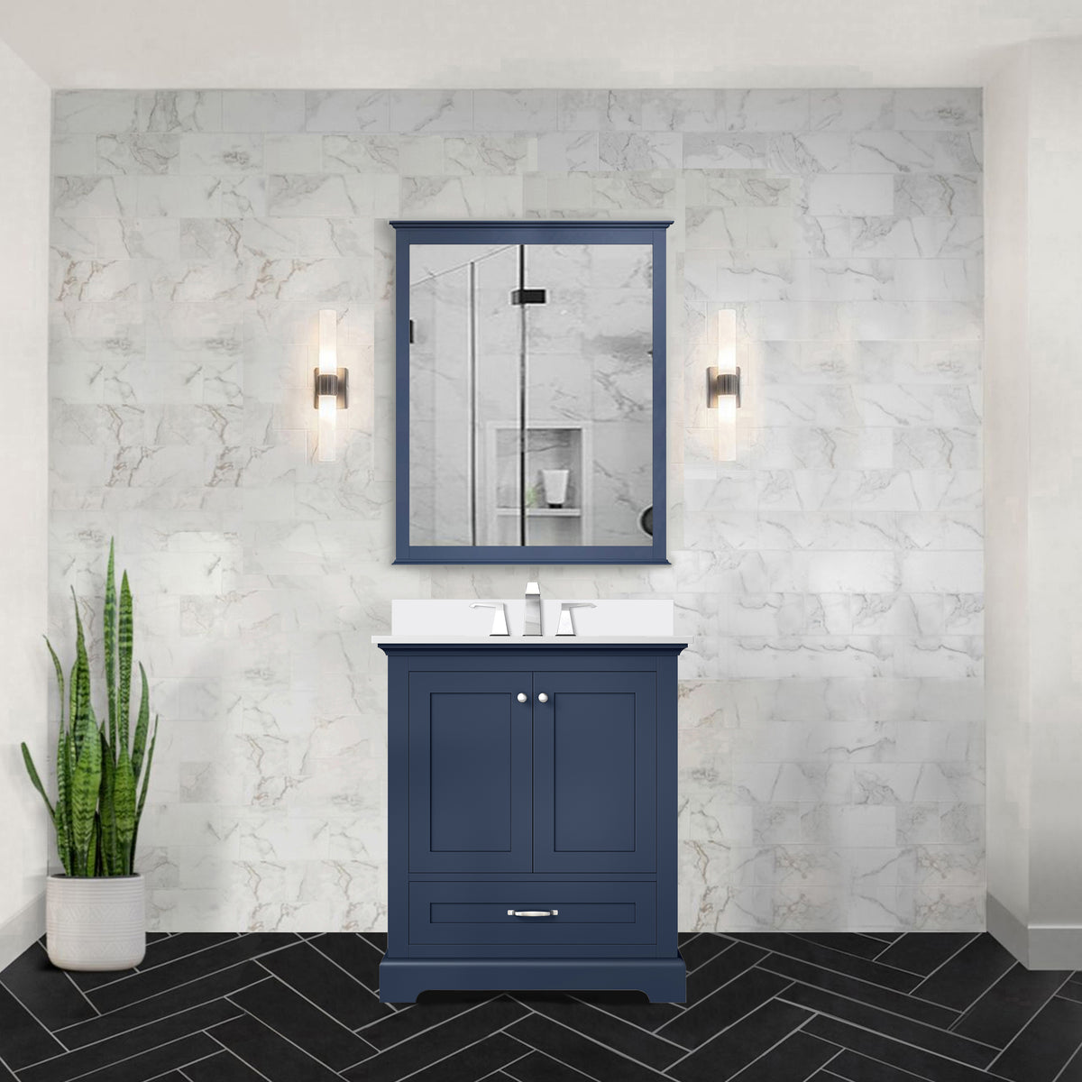 Lexora Dukes 30 in. Navy Blue Single Sink Bath Vanity