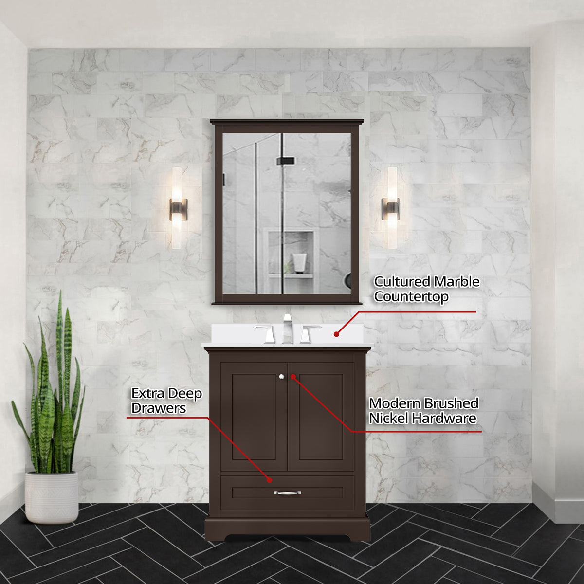 Lexora Dukes 30 in. Espresso Single Sink Bath Vanity