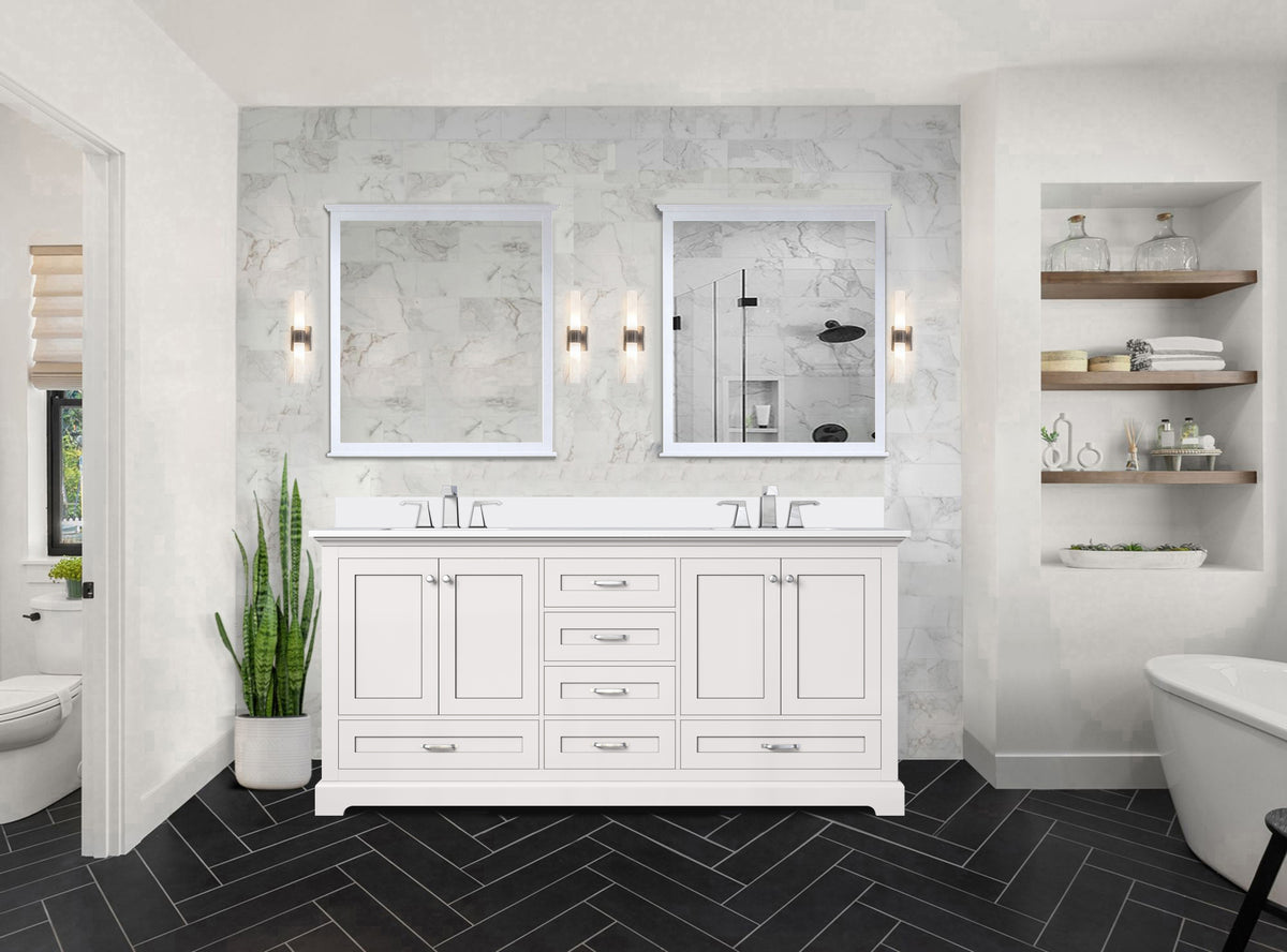 Lexora Dukes 72 in. White Double Sink Bath Vanity