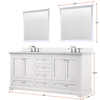 Lexora Dukes 72 in. White Double Sink Bath Vanity