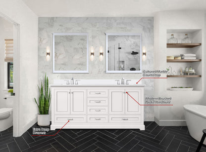 Lexora Dukes 72 in. White Double Sink Bath Vanity