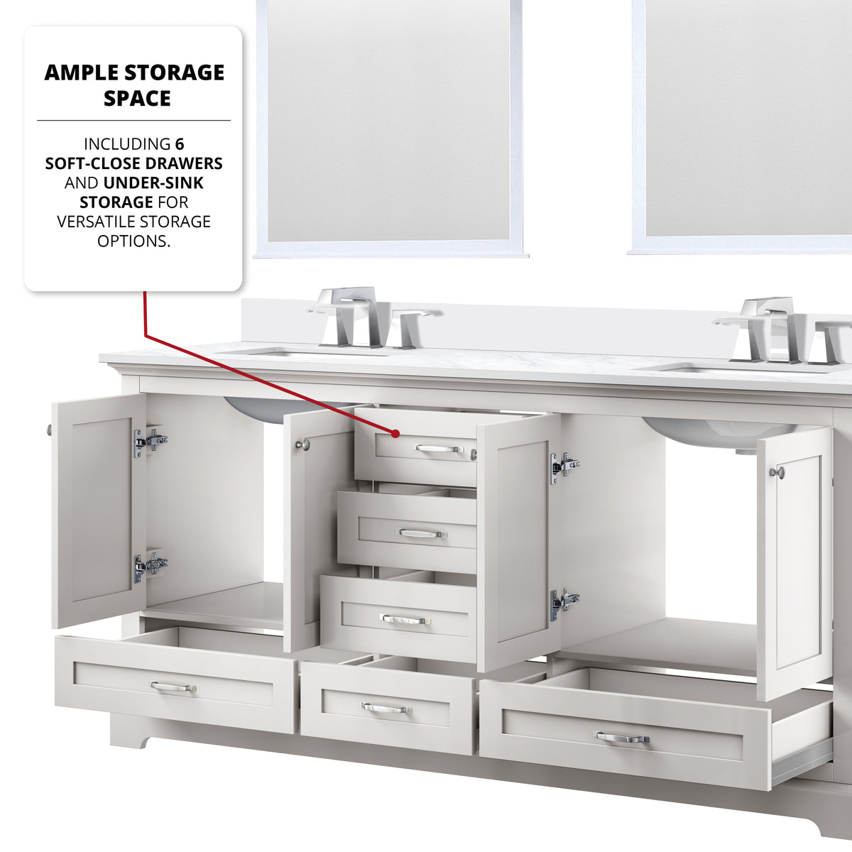 Lexora Dukes 72 in. White Double Sink Bath Vanity