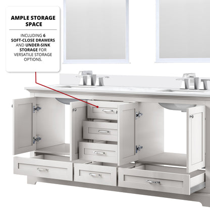 Lexora Dukes 72 in. White Double Sink Bath Vanity