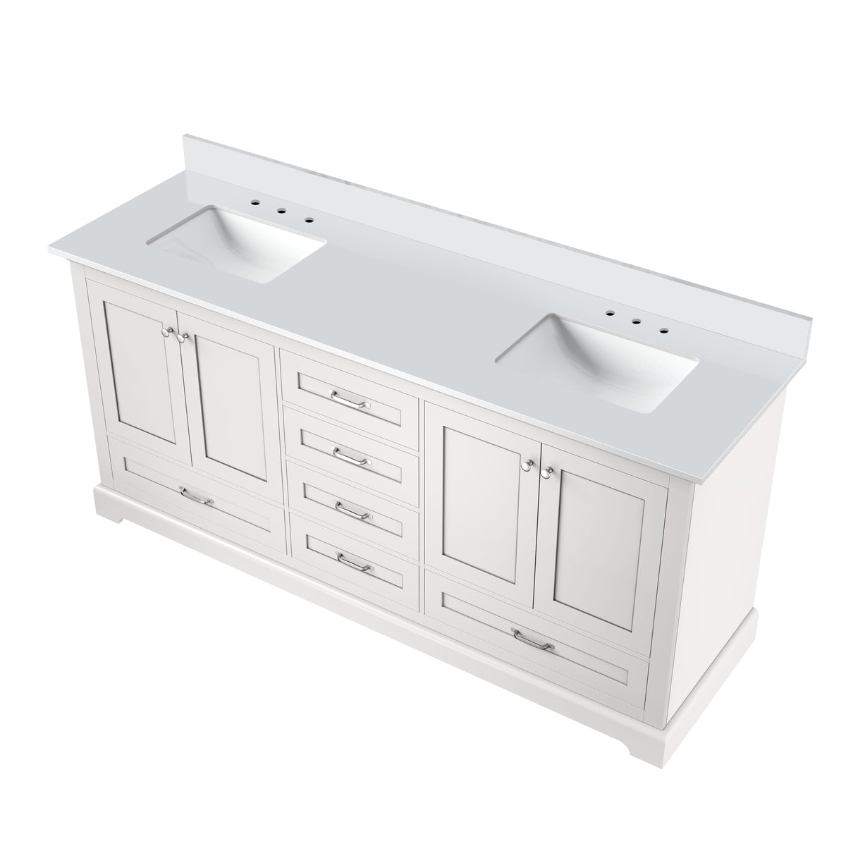 Lexora Dukes 72 in. White Double Sink Bath Vanity