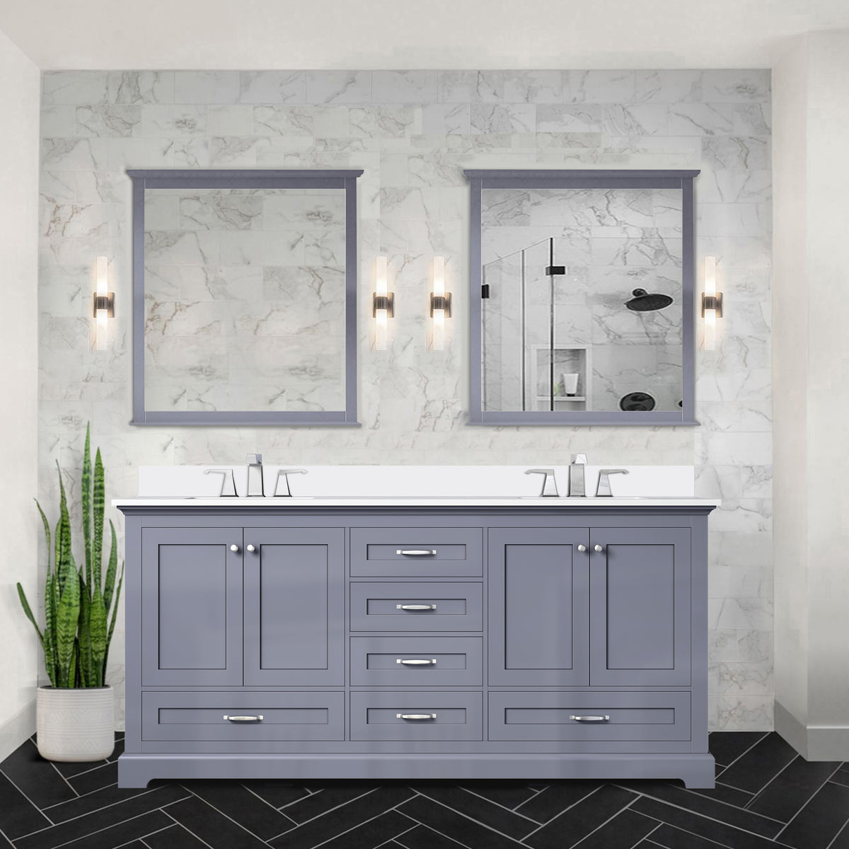 Lexora Dukes 72 in. Dark Grey Double Sink Bath Vanity