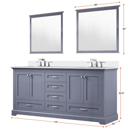 Lexora Dukes 72 in. Dark Grey Double Sink Bath Vanity
