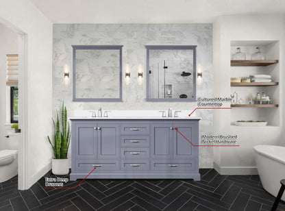 Lexora Dukes 72 in. Dark Grey Double Sink Bath Vanity