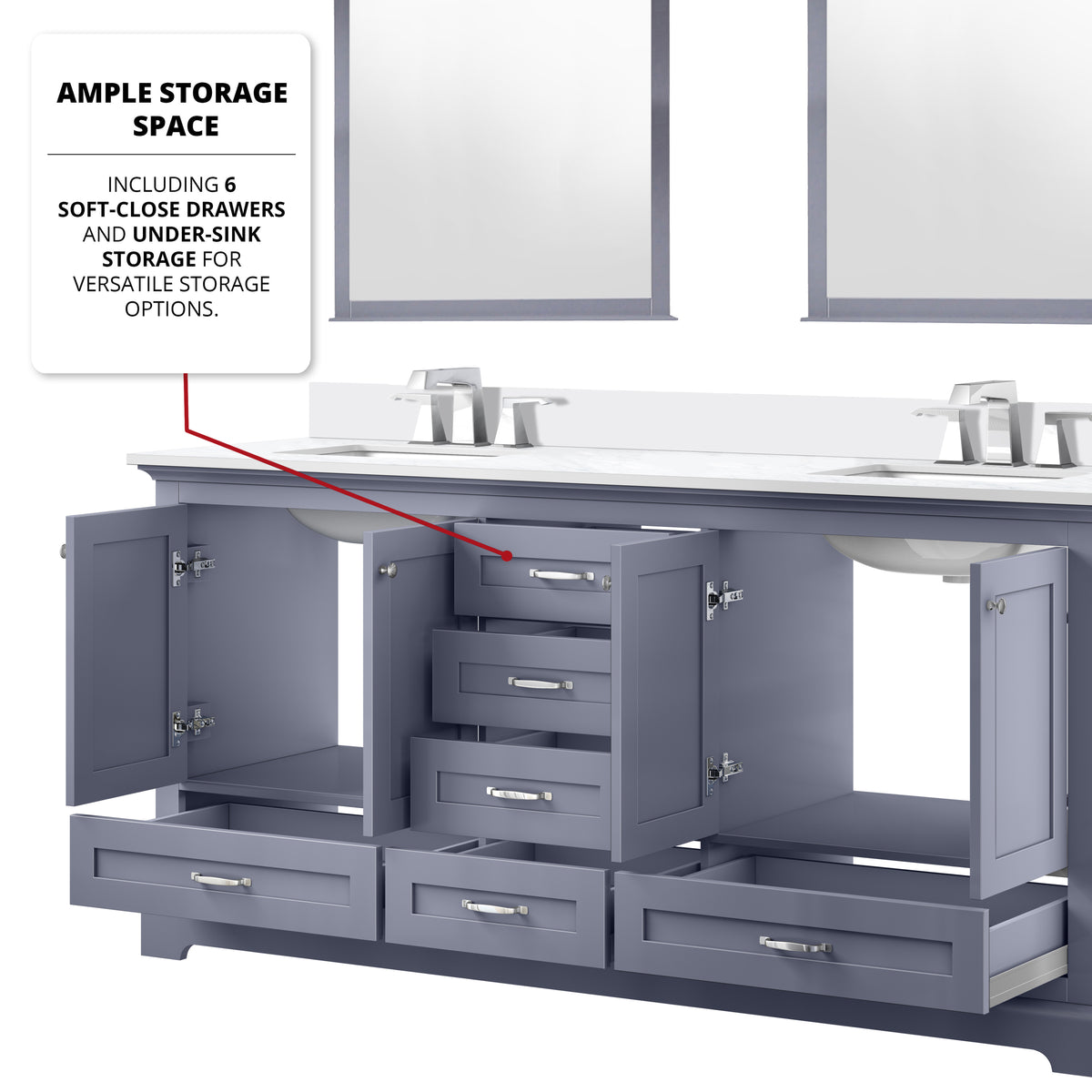 Lexora Dukes 72 in. Dark Grey Double Sink Bath Vanity