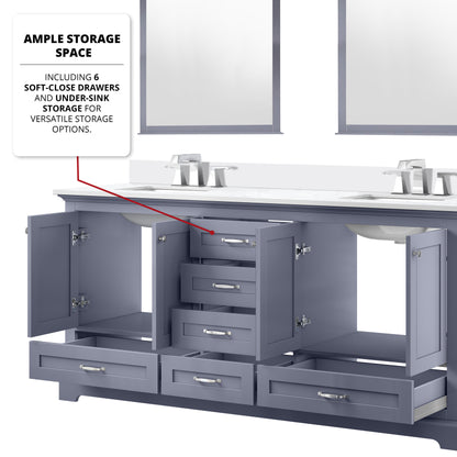 Lexora Dukes 72 in. Dark Grey Double Sink Bath Vanity