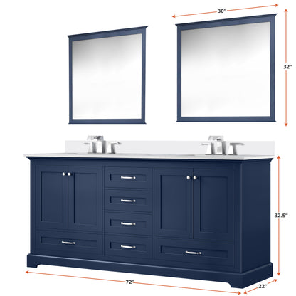 Lexora Dukes 72 in. Navy Blue Double Sink Bath Vanity