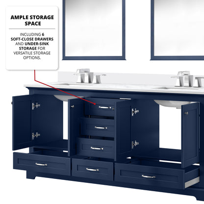 Lexora Dukes 72 in. Navy Blue Double Sink Bath Vanity