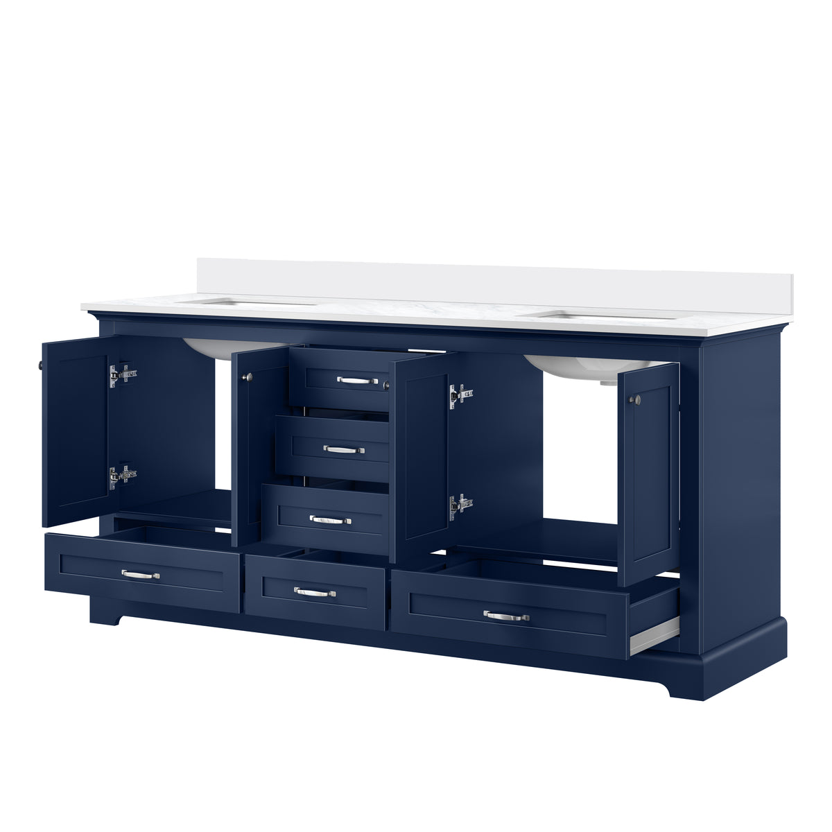Lexora Dukes 72 in. Navy Blue Double Sink Bath Vanity