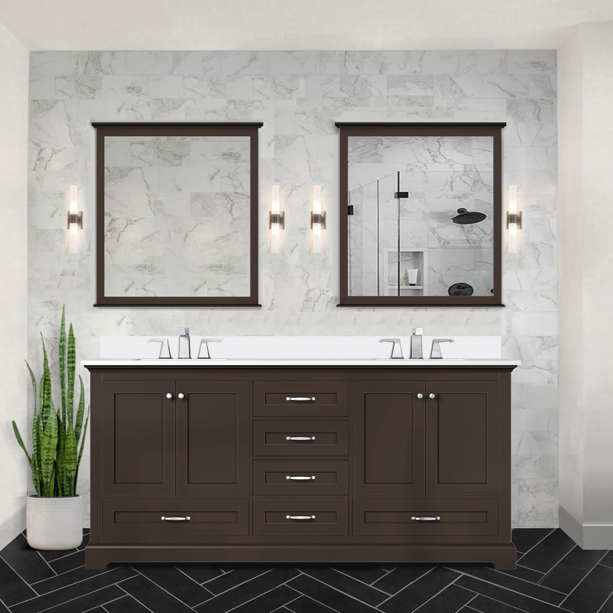 Lexora Dukes 72 in. Espresso Double Sink Bath Vanity