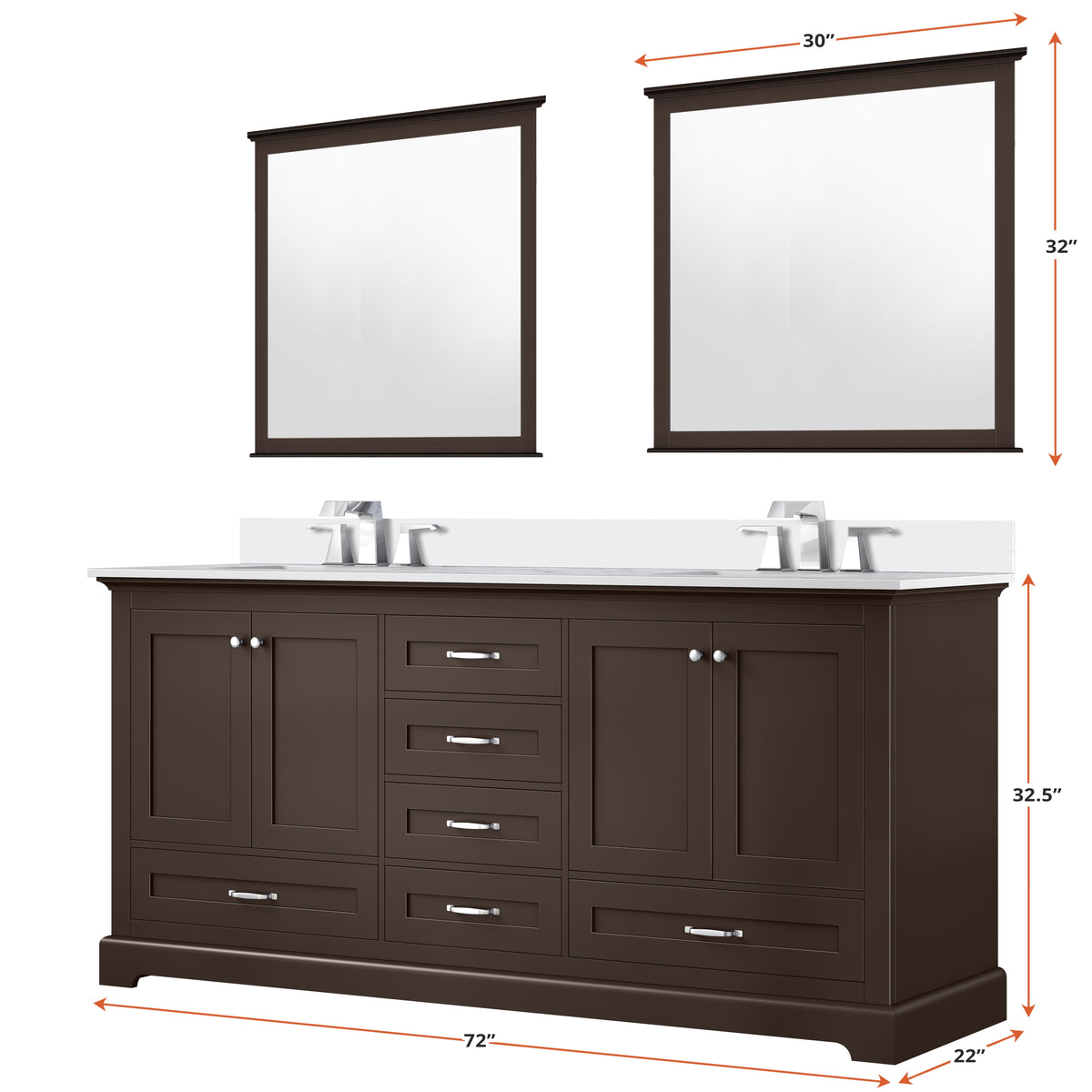 Lexora Dukes 72 in. Espresso Double Sink Bath Vanity