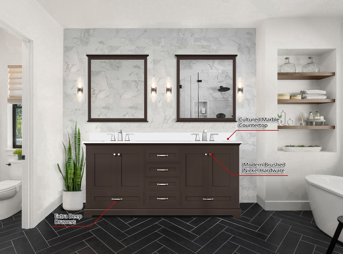 Lexora Dukes 72 in. Espresso Double Sink Bath Vanity