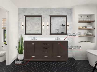 Lexora Dukes 72 in. Espresso Double Sink Bath Vanity