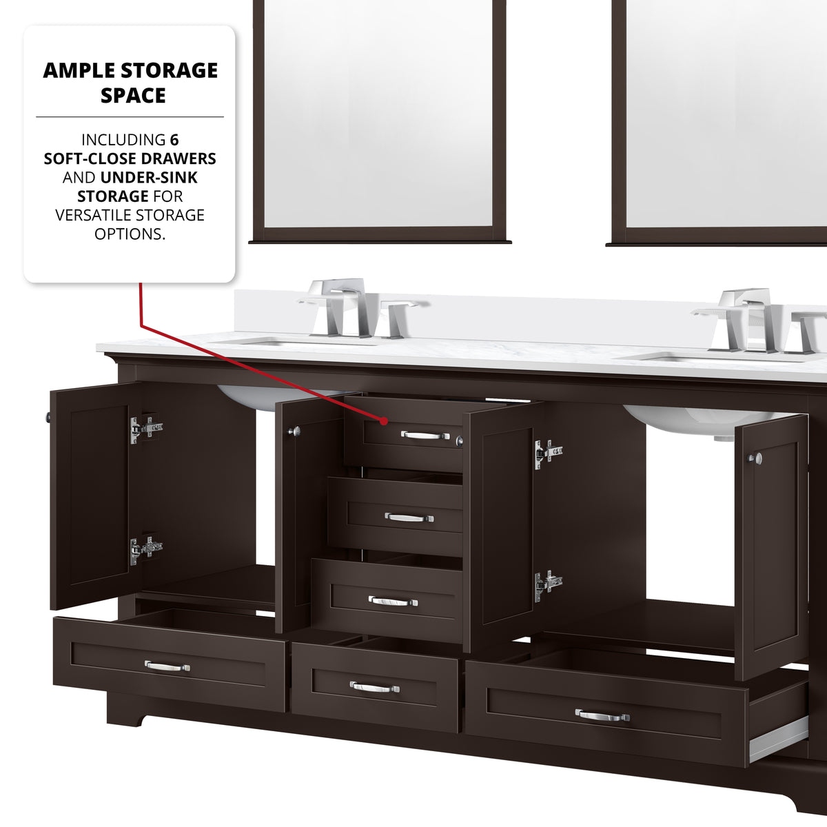 Lexora Dukes 72 in. Espresso Double Sink Bath Vanity