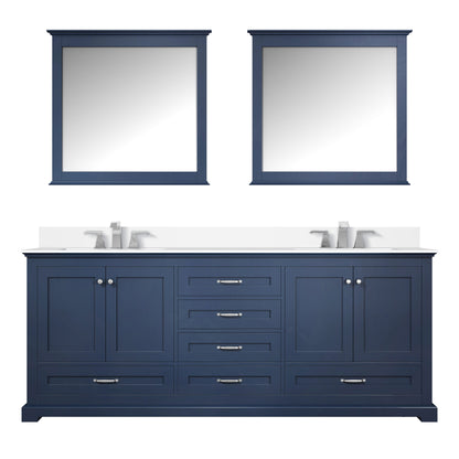Lexora Dukes 80 in. Navy Blue Double Sink Bath Vanity