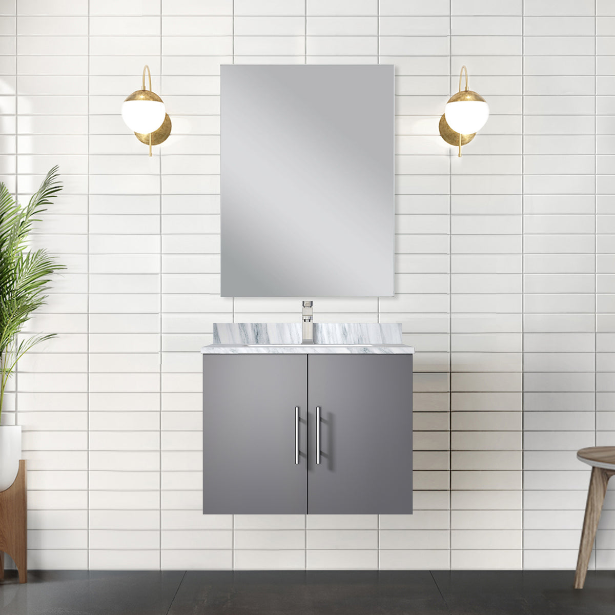 Lexora Geneva 24 in. Dark Grey Single Sink Bath Vanity