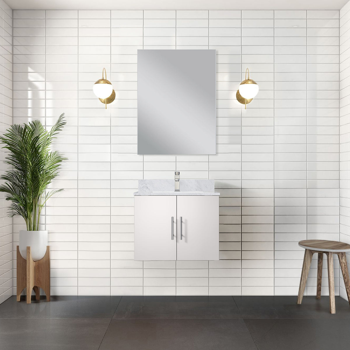 Lexora Geneva 24 in. Glossy White Single Sink Bath Vanity