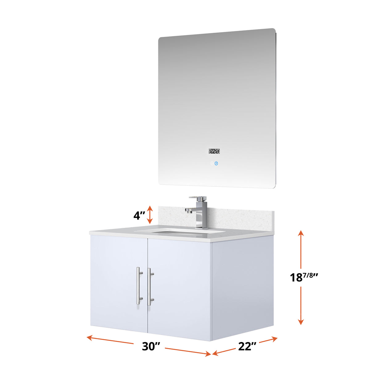 Lexora Geneva 30 in. Glossy White Single Sink Bath Vanity