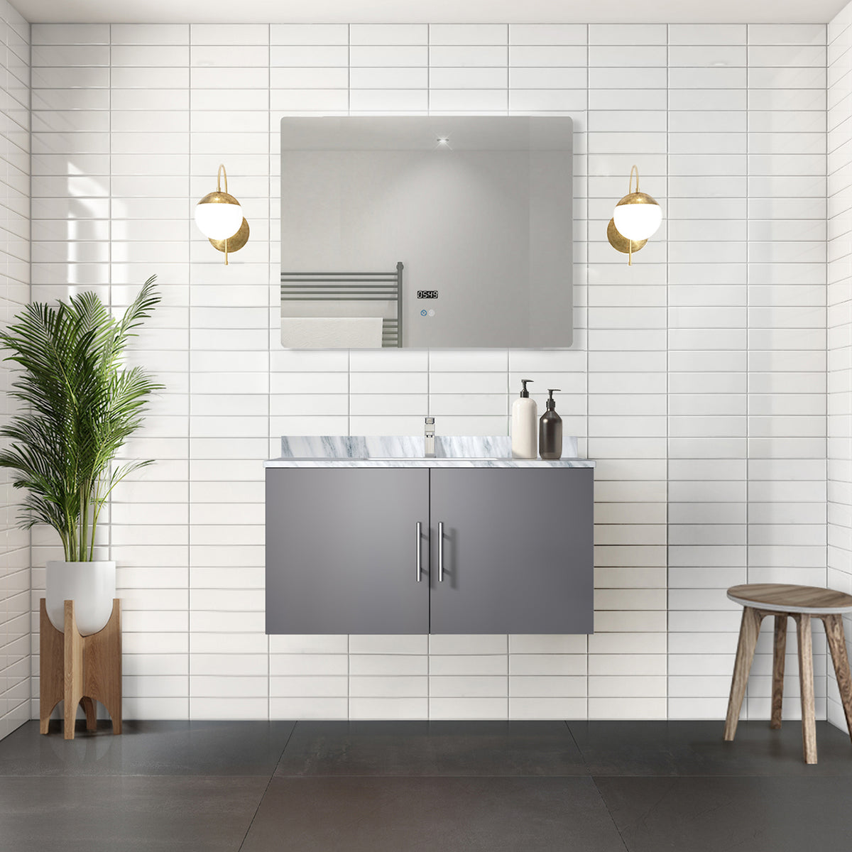 Lexora Geneva 36 in. Dark Grey Single Sink Bath Vanity