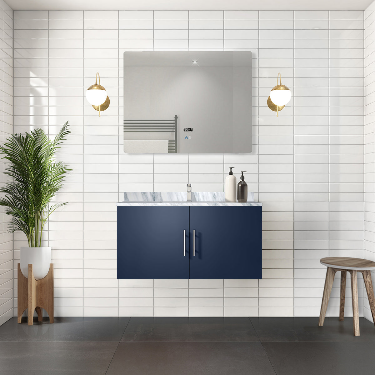Lexora Geneva 36 in. Navy Blue Single Sink Bath Vanity