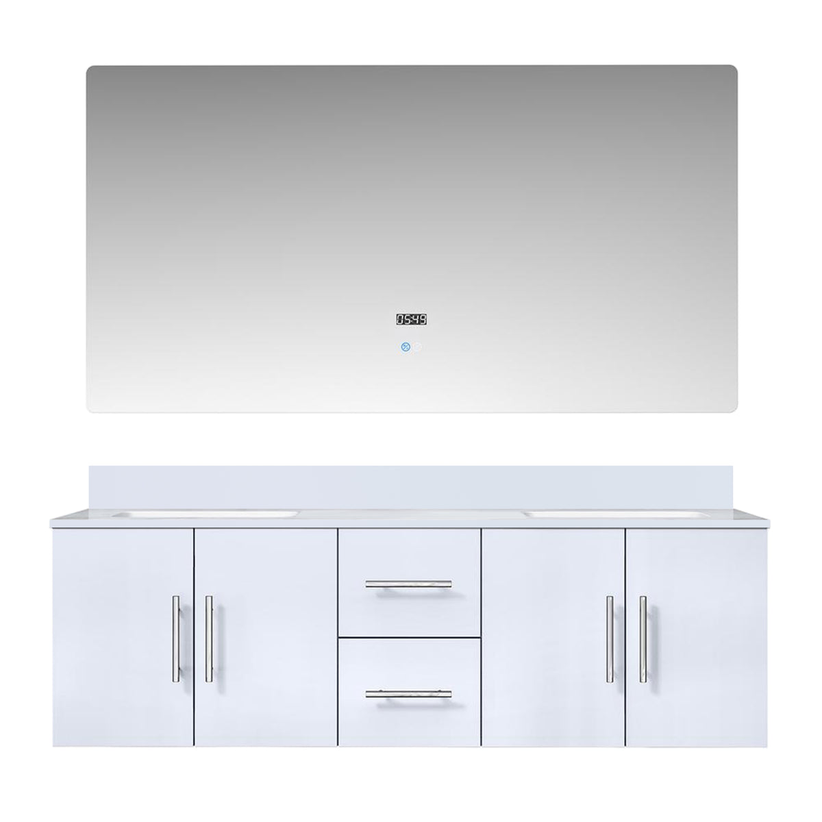 Lexora Geneva 60 in. Glossy White Double Sink Bath Vanity